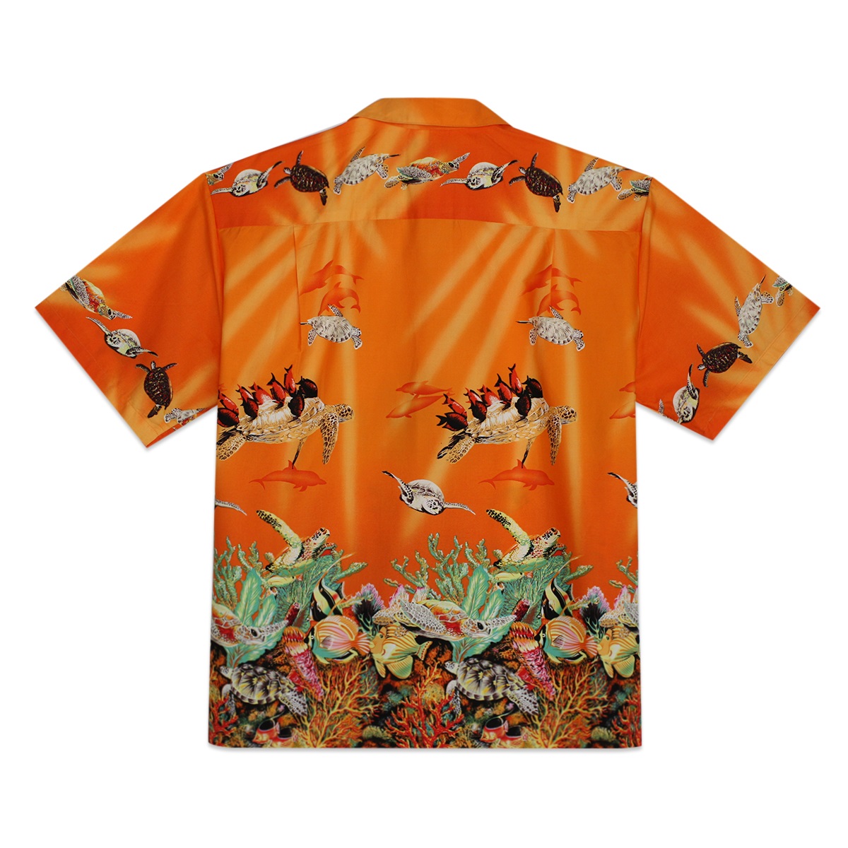 Hawaiian Shirt – Under da Sea – Orange – back view