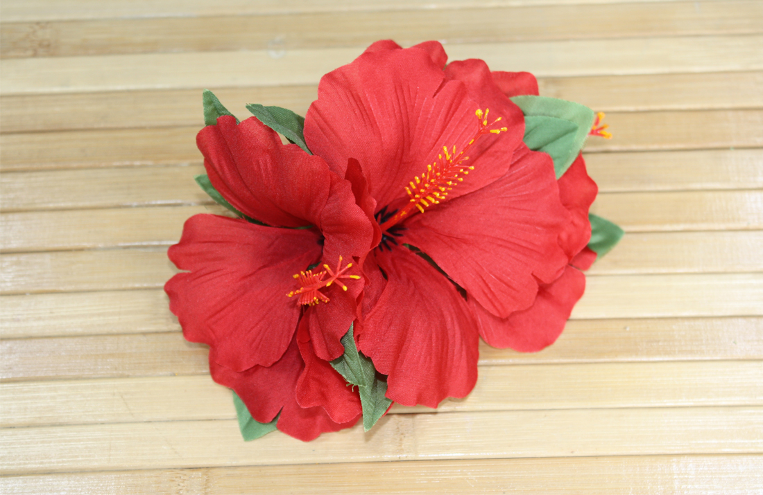 Hair Clip - Hibiscus - Large 3 Flower - Red Hibiscus