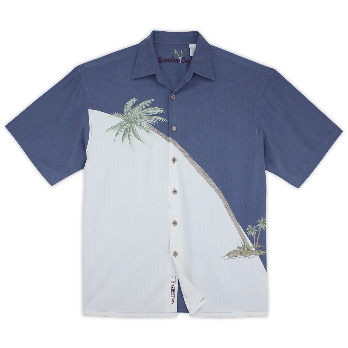 Bamboo Cay Men’s Hawaiian Shirt Hurricane Palm Crescent Blue