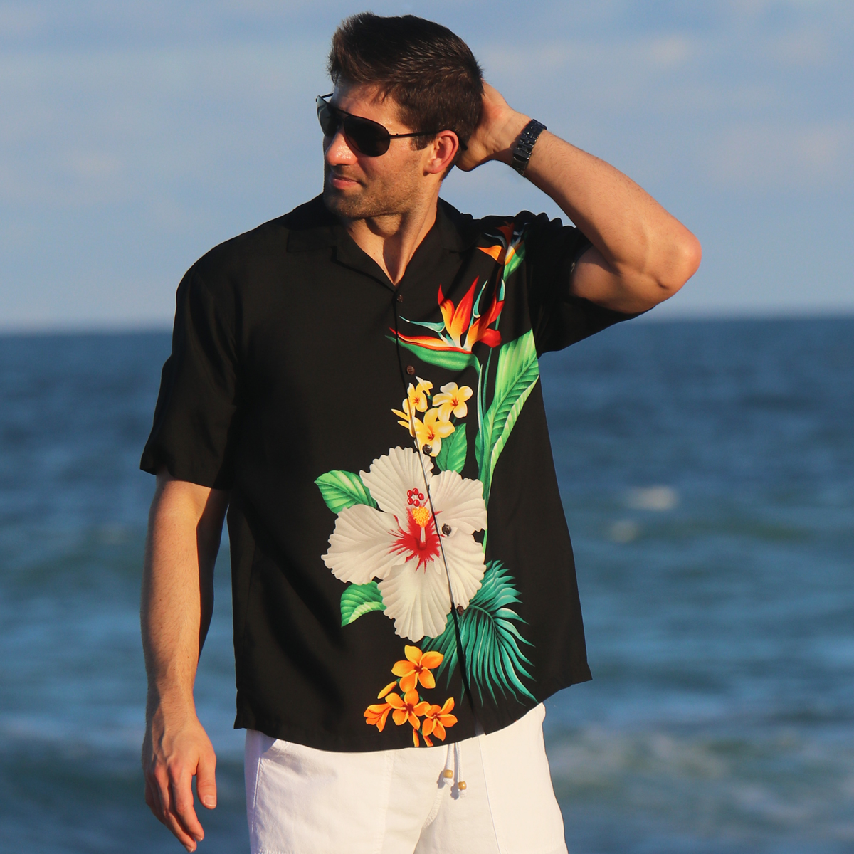 Hawaiian Shirt - Tropic Cascade - Black (Size: S) - Tropaholic
