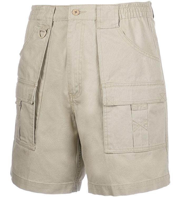 Hook & Tackle – Mens Beer Can Island Cargo Shorts – Sand – Front View