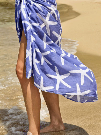 Sarong – Swimsuit Cover-up – Starfish – Periwinkle