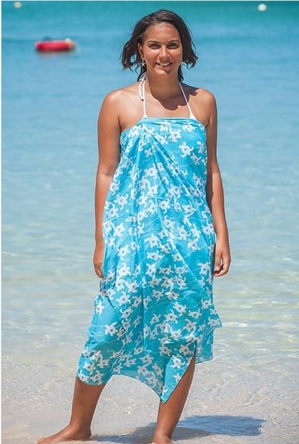 Sarong - Swimsuit Cover-up - Turtle Love - Aqua