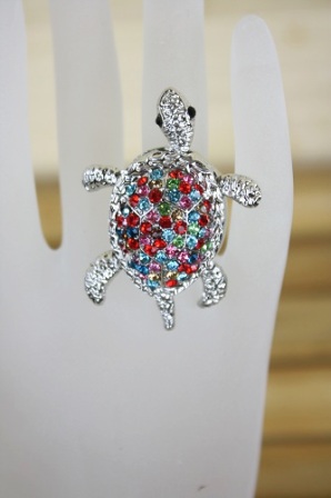 Ring -Turtle – Rhinestone – Multi Color