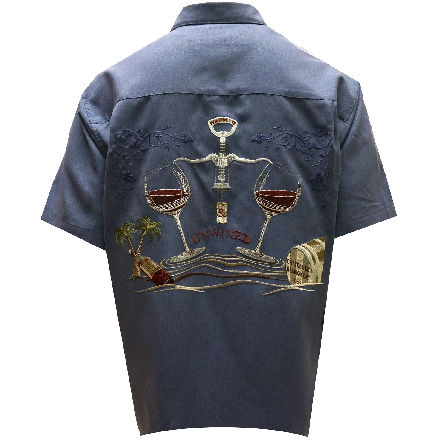 Bamboo Cay – Mens Shirt – Relax & Unwined- Infra blue -Back view