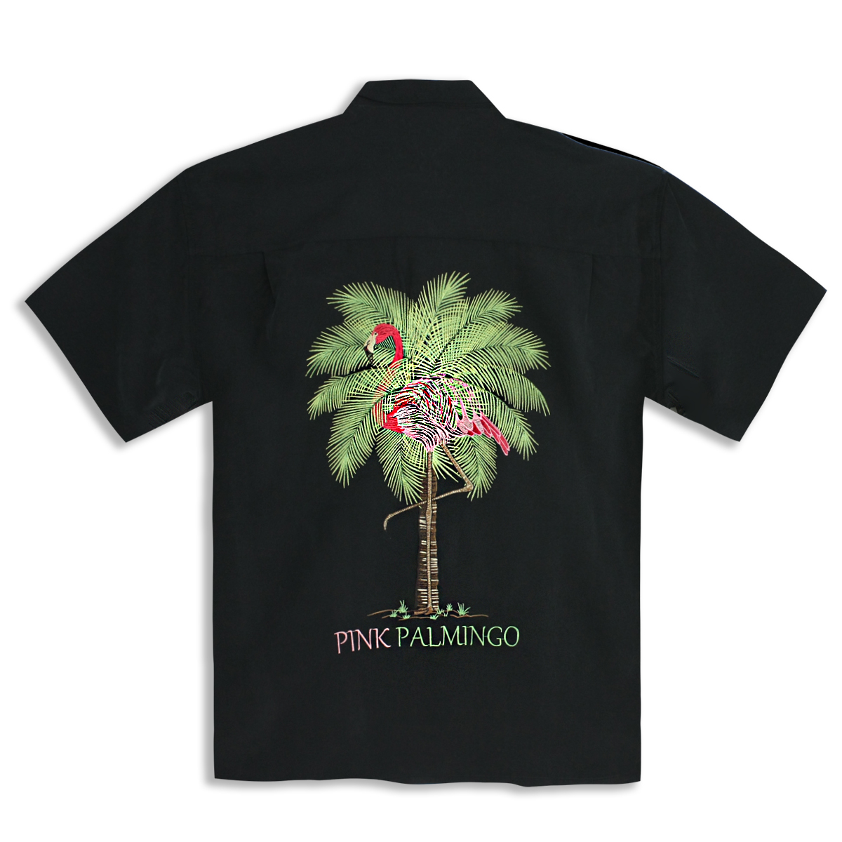 Bamboo Cay – Mens Fine Resortwear – Pink Palmingo – black