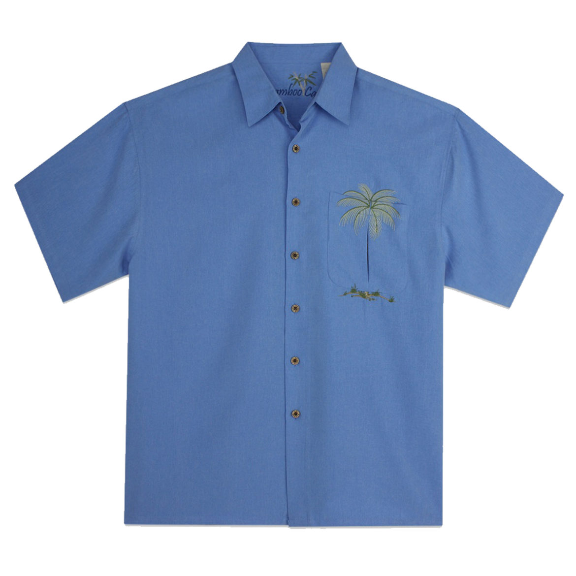 Bamboo Cay Men's Shirt - Pocket Palm - Cobalt - Blue
