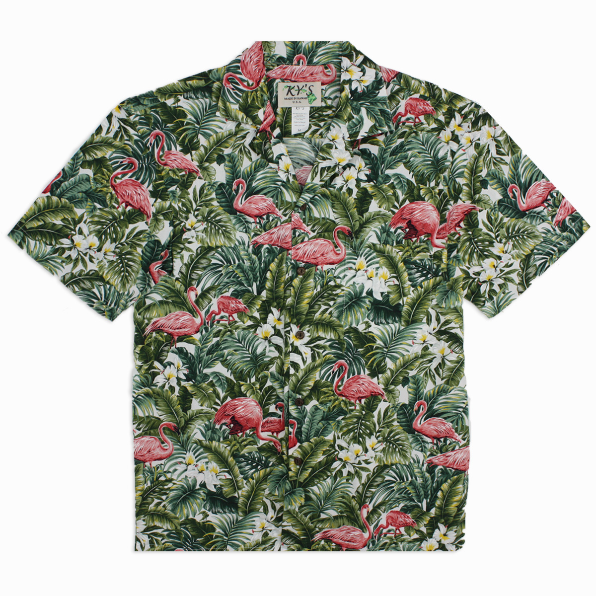 Hawaiian Shirt - Flamingo Flora - Royal Blue