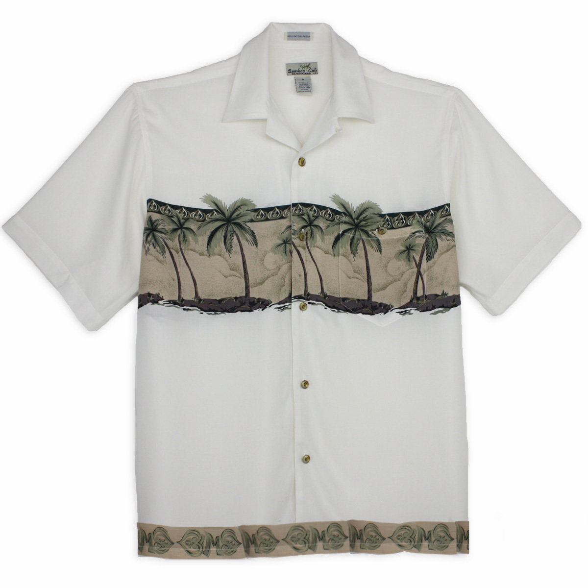 BambooCay-Chest Palm Island-Natural-front view of shirt.