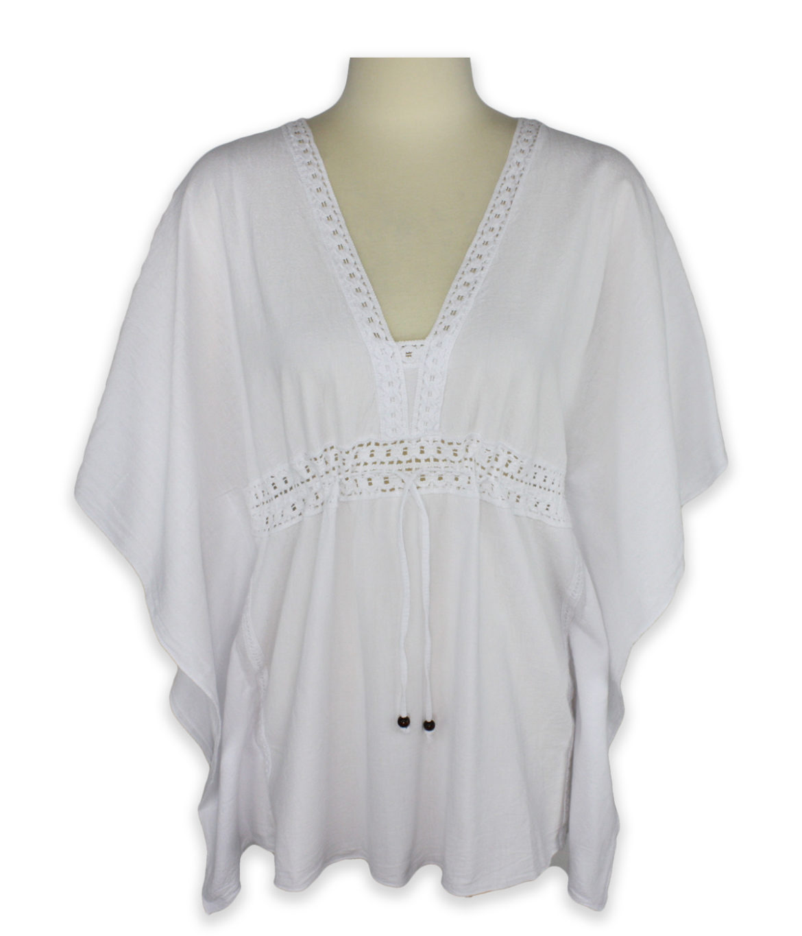 Cool Cotton Caftan - Isabella - White - front view