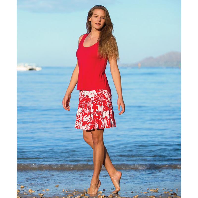 Hattie Skirt-Pua Kae Red-Model front view