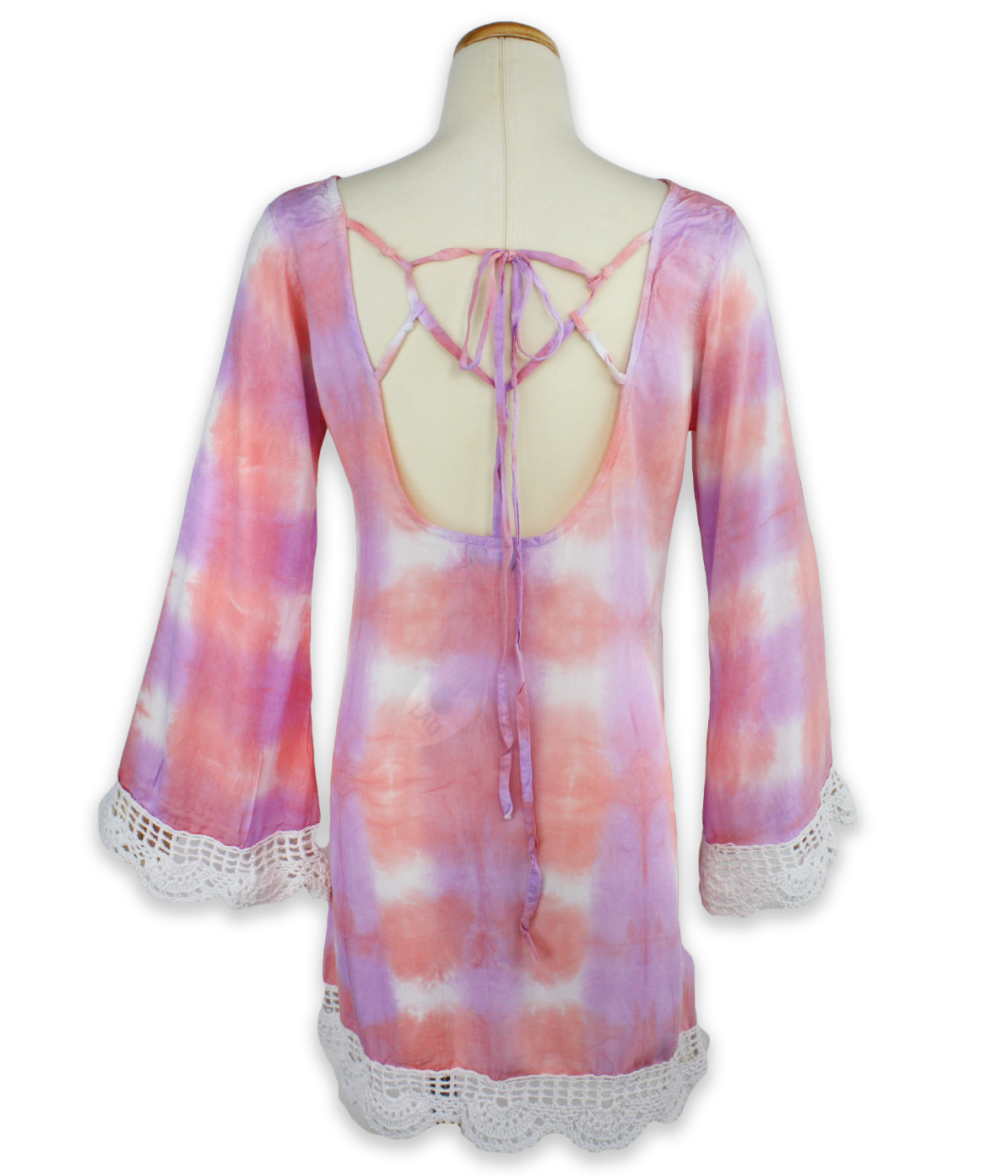 Lani Lau Hawaii – Vana Crochet Dress- Peach and Violet – Back