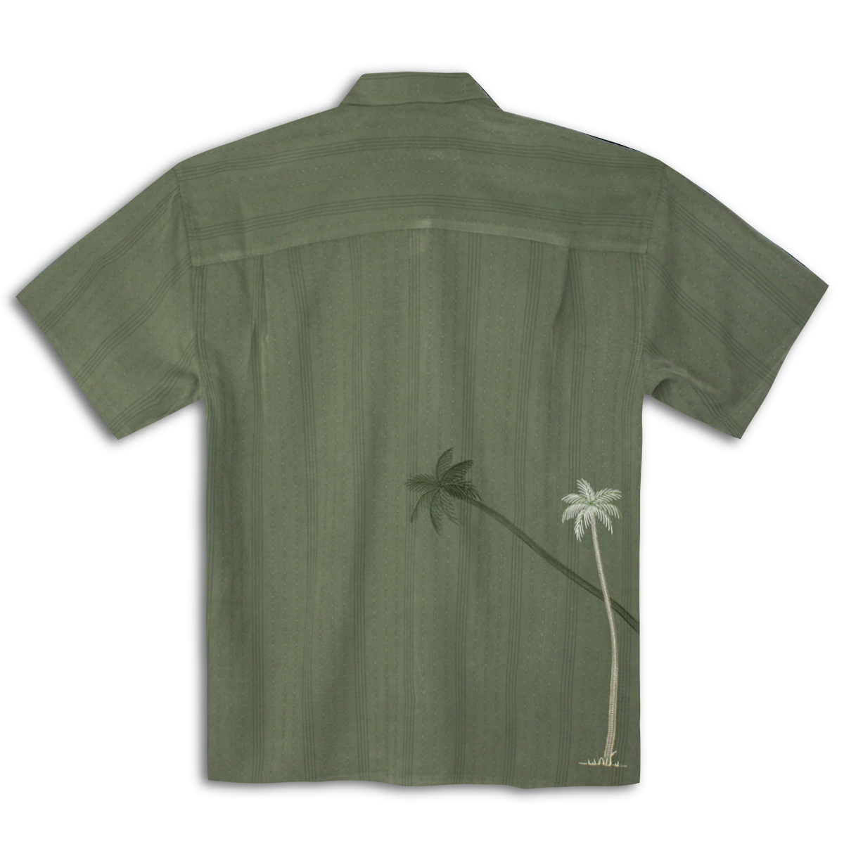 Bamboo Cay – Men’s Shirt- Flying Palms – Olive – Back –