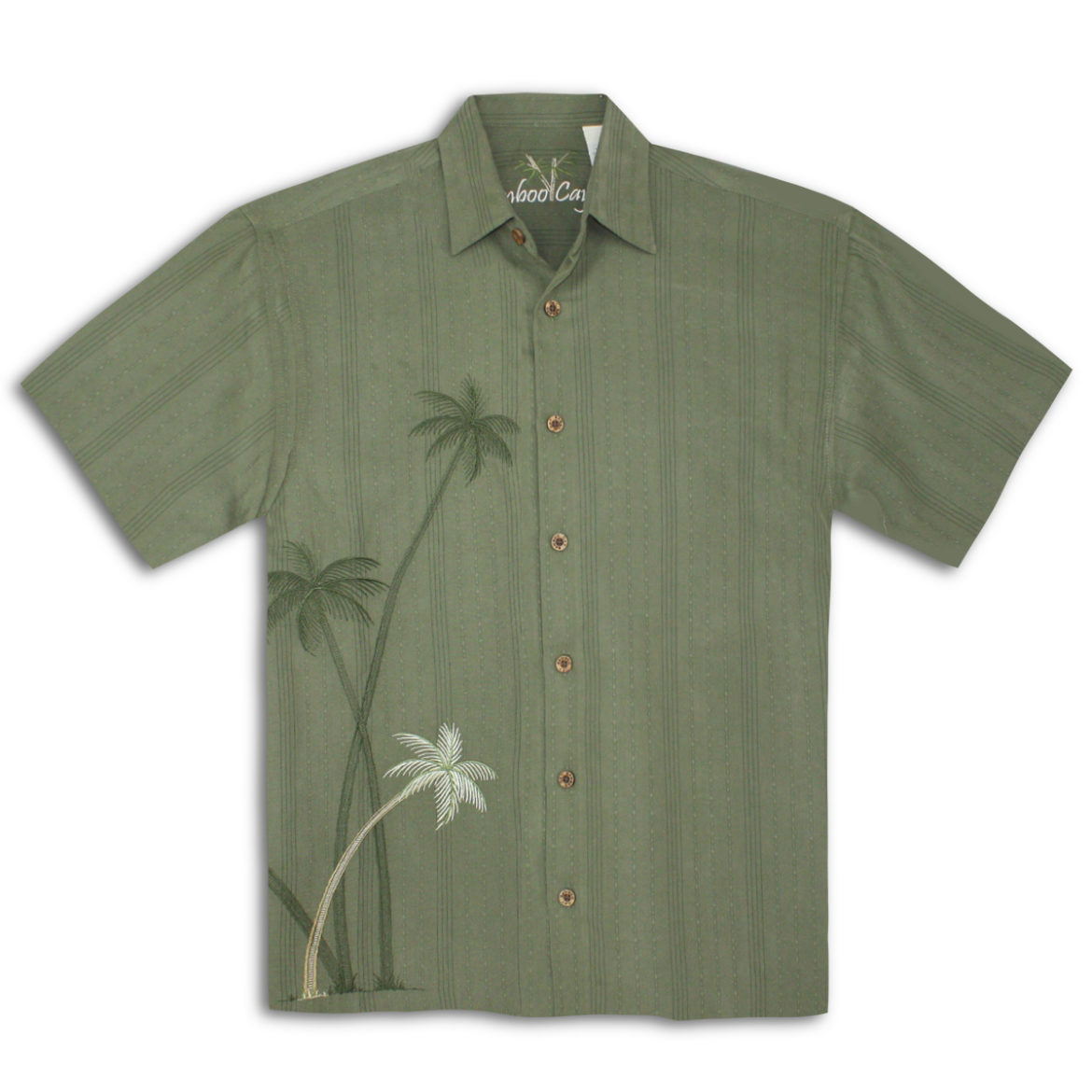 Bamboo Cay - Men's Shirt- Flying Palms - Olive-Front