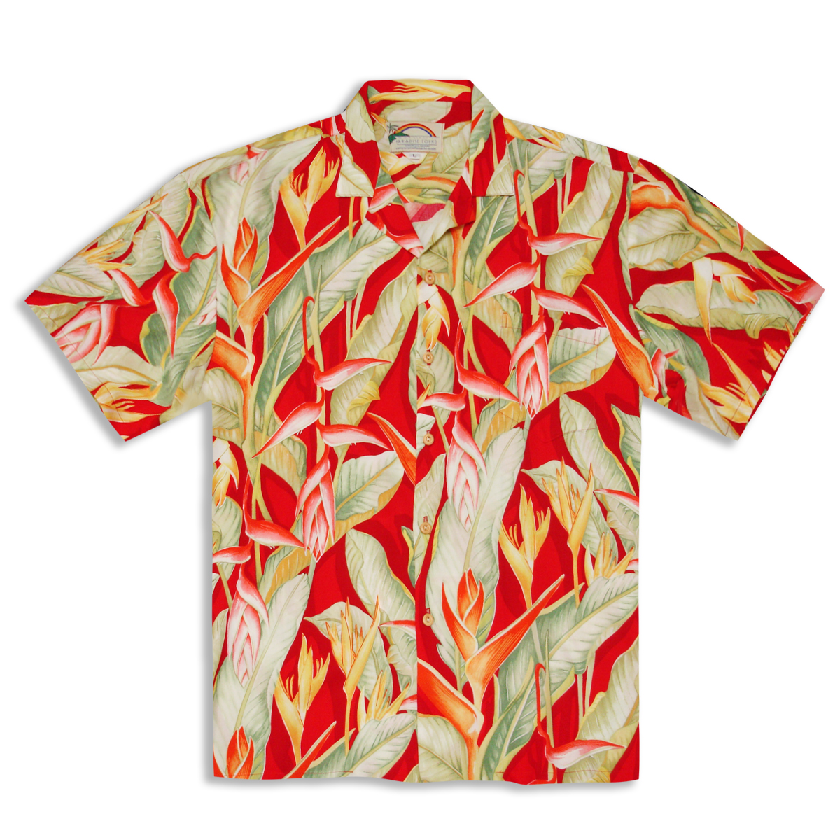Men’s Shirt – Paradise Found – Heliconia – Red-