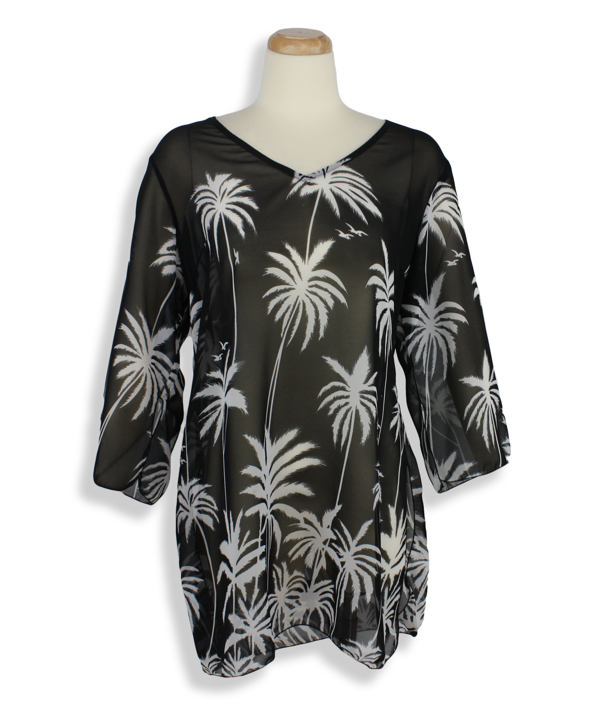 Peppermint Bay – Semi Sheer – Tunic – Pool cover-up – Paradise Palms – Black