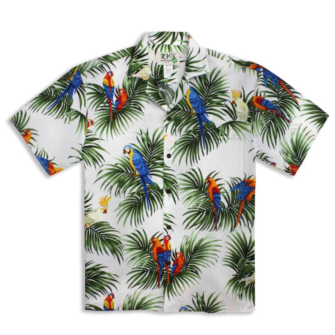 Hawaiian Shirt - Parrot Party - White