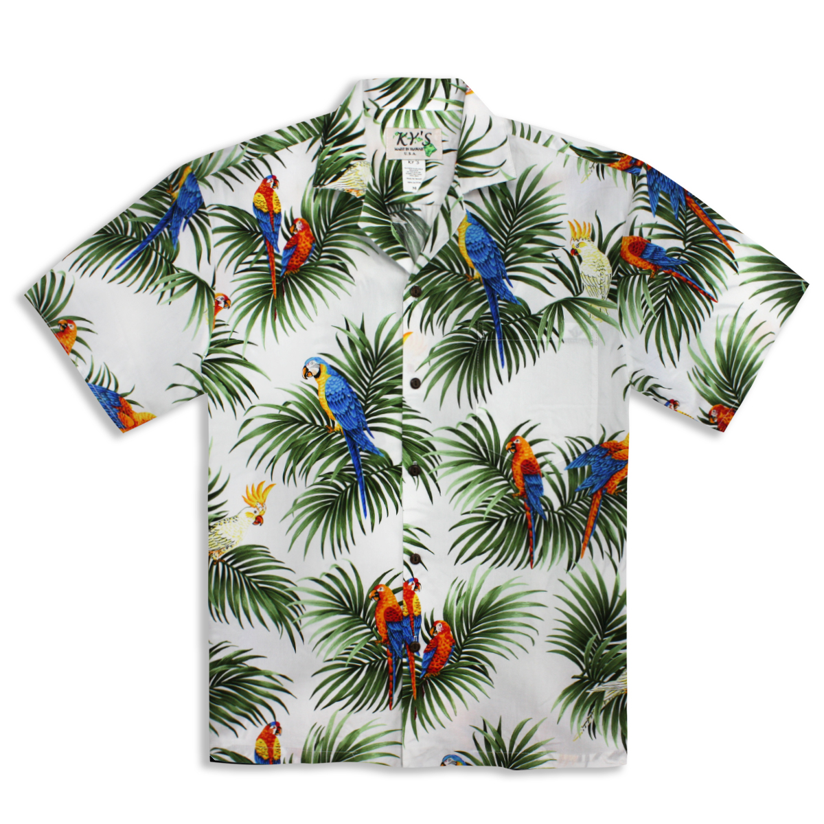 Hawaiian Shirt – Parrot Party – White
