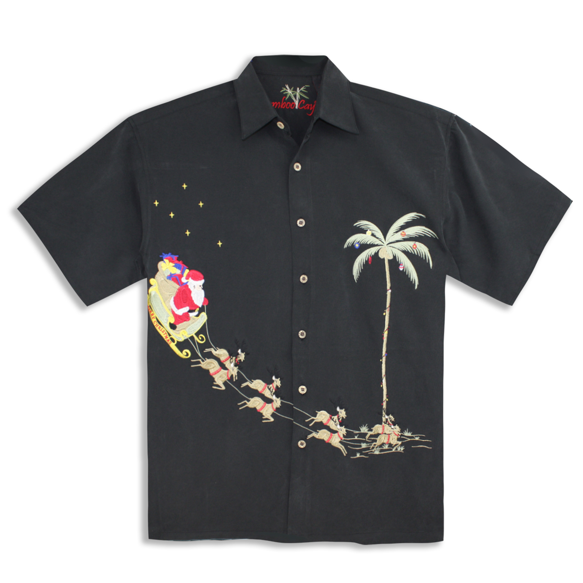 Bamboo Cay Men’s  Shirt – Santa’s Landing – Black