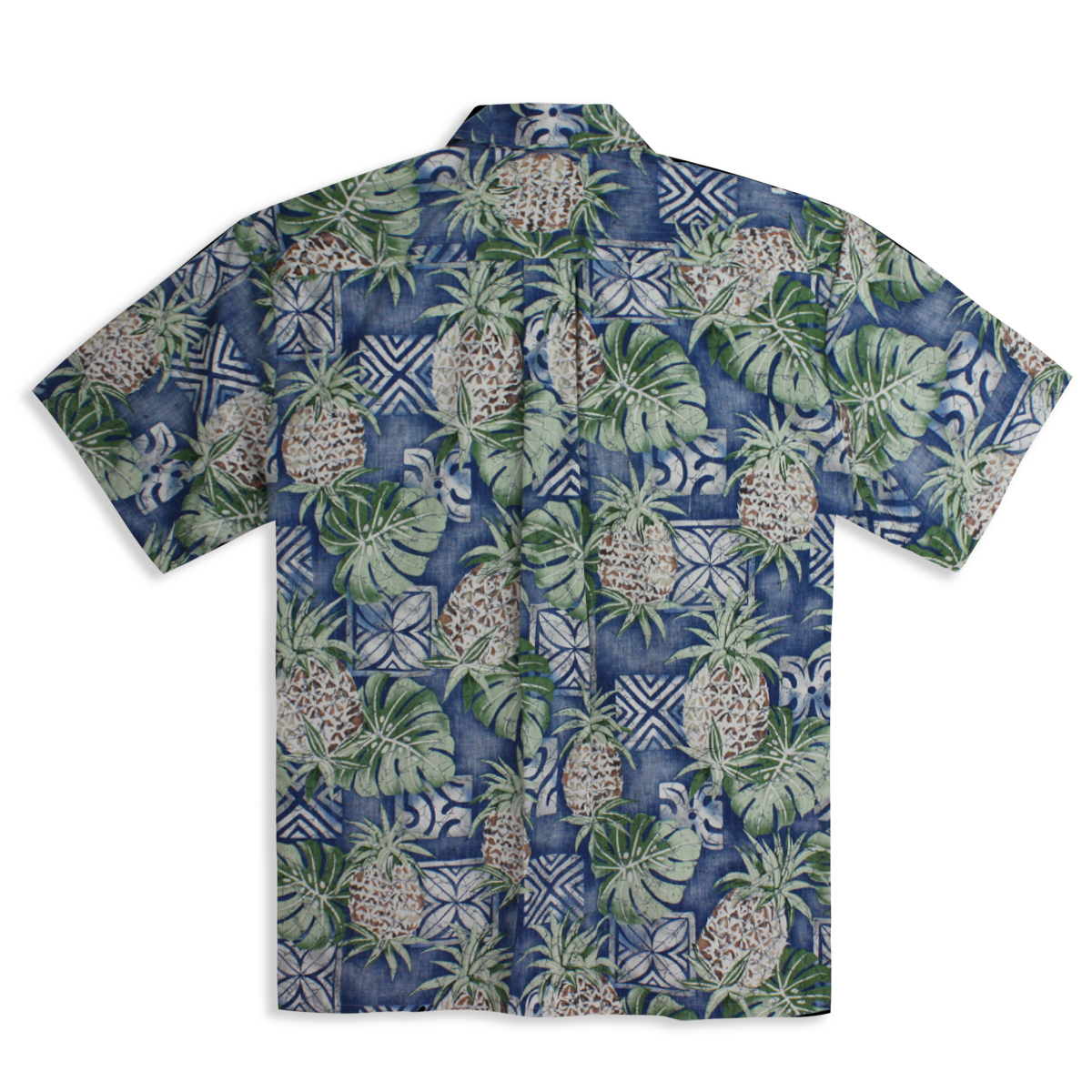Men’s Hawaiian Shirt – Pineapple Tapa – Blue – Back