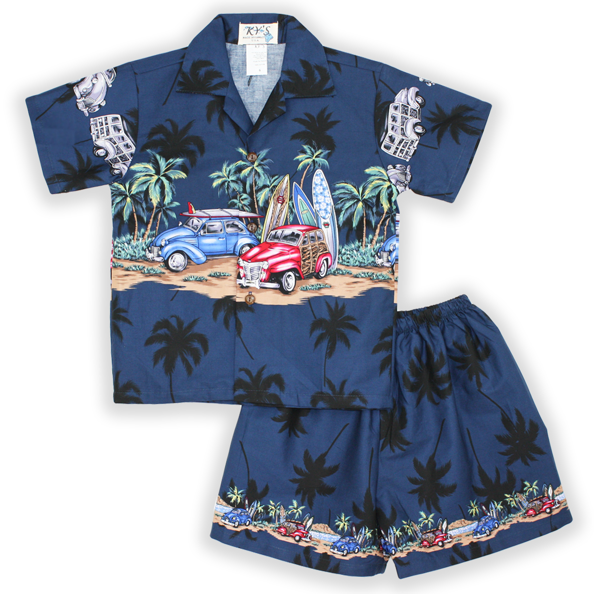 Boy’s Hawaiian Shirt-set – Beach Cruiser – Navy blue set