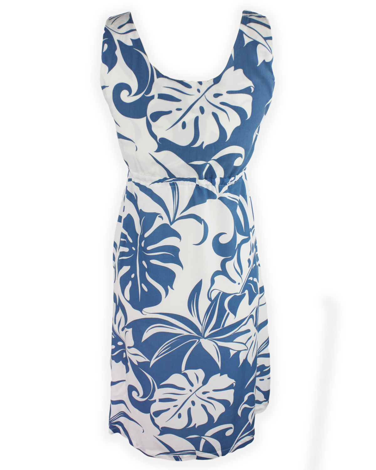 Tropical Short Tank Dress -gentle Breeze – Blue Floral – Back
