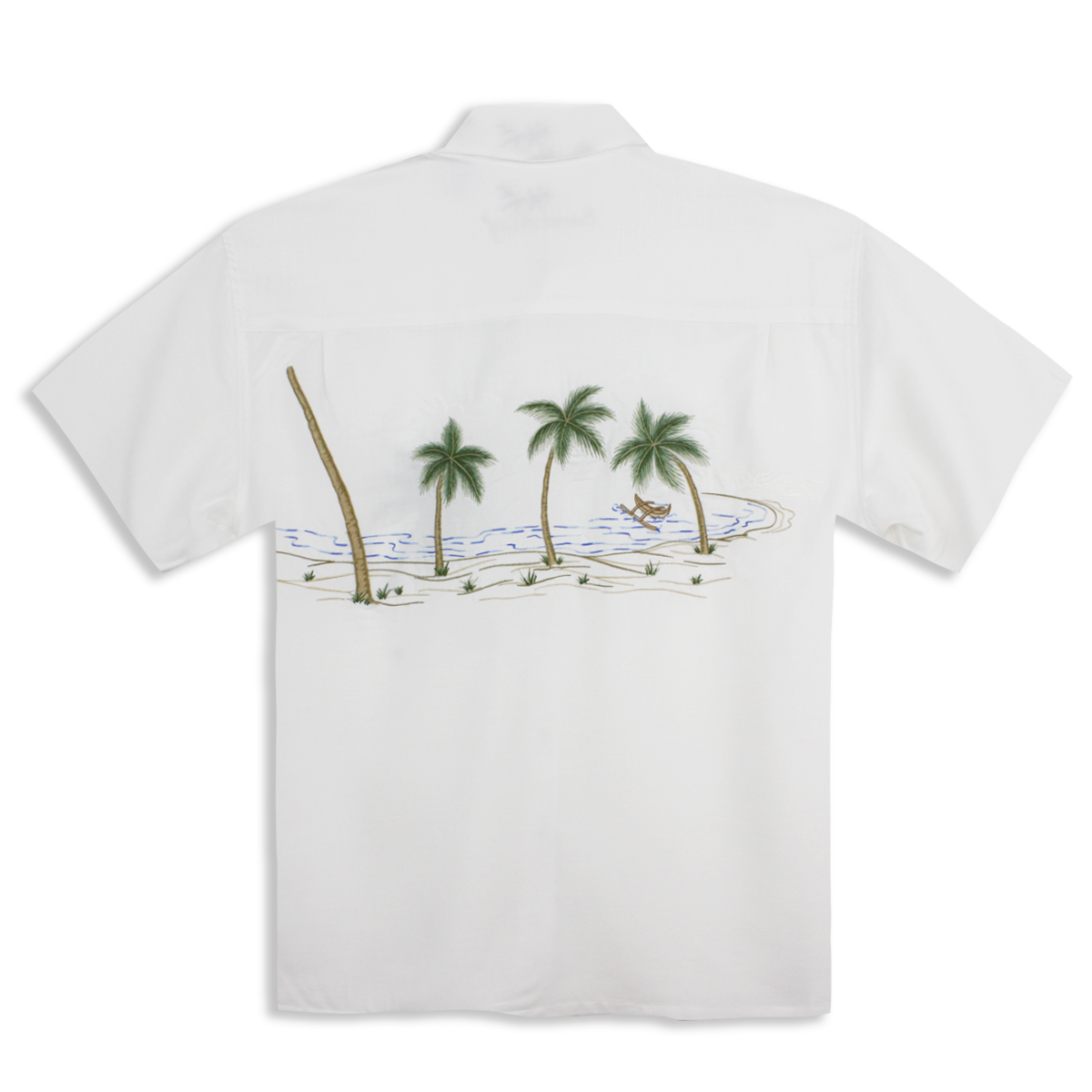 Men’s Bamboo Cay Shirt – Palm Escape – White – BAck –