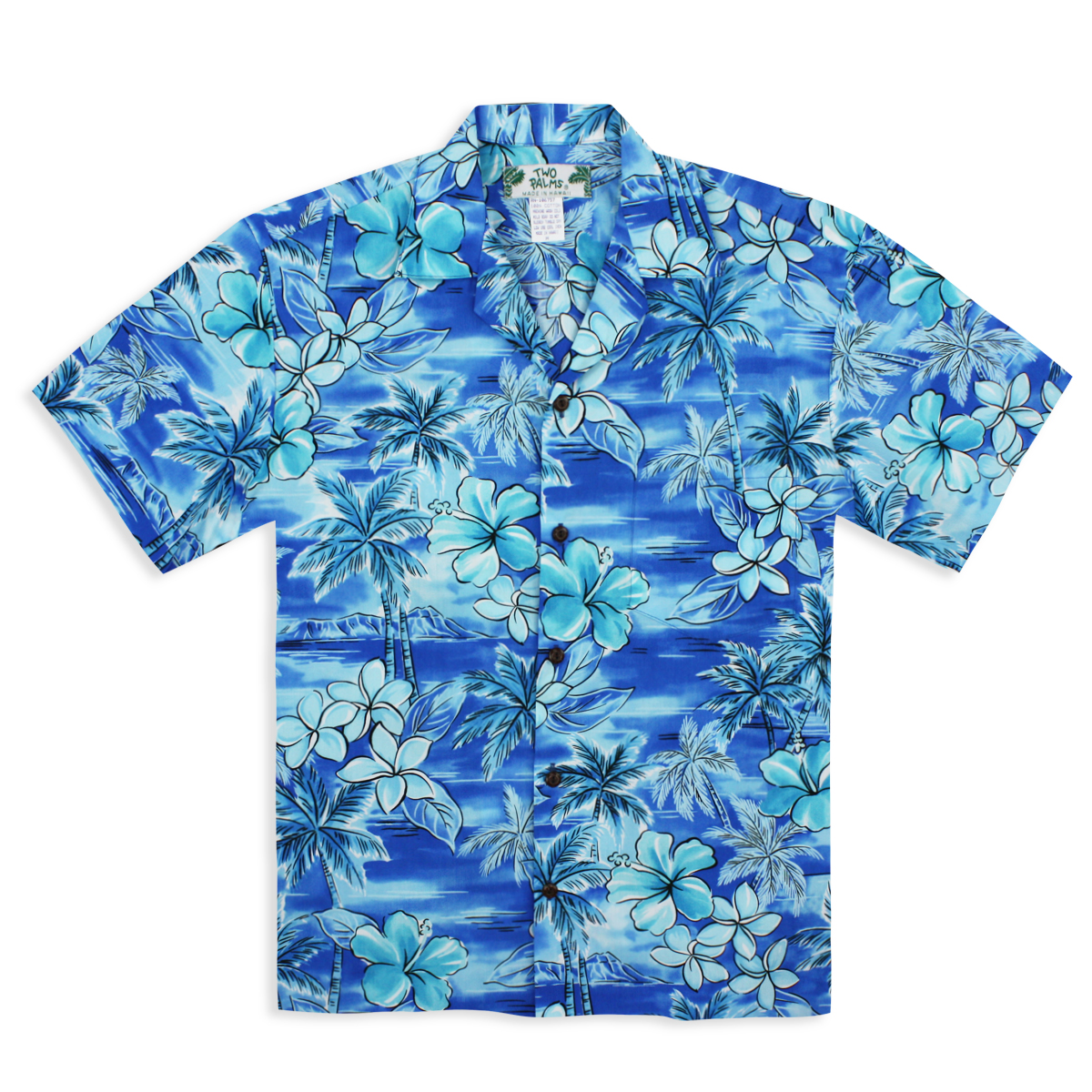 Men's Hawaiian Shirt - Two Palms - Blue Hawaii - Sky Blue (sz M Left) (Size: M) - Tropaholic