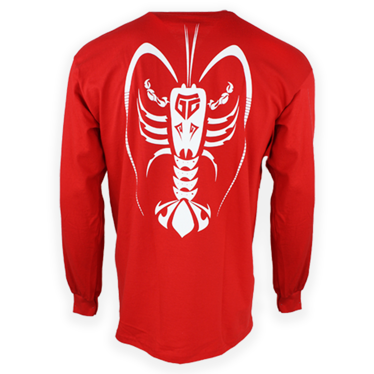 Hawaiian Tribal Print Long Sleeve T-Shirt – Ocean Slayer – red – Back