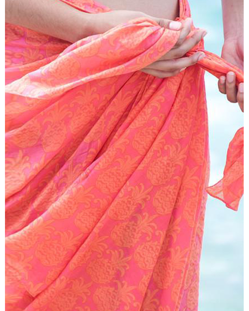 Sarong - Swimsuit Cover-up - Tango - Coral - upclose