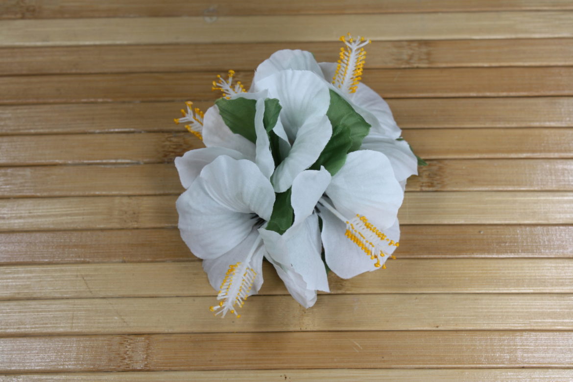 Hair Clip - Small Hibiscus Cluster - White