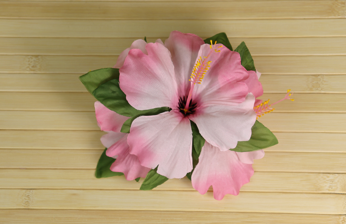 Hair Clip –  Hibiscus – Large 3 Flower – Light Pink