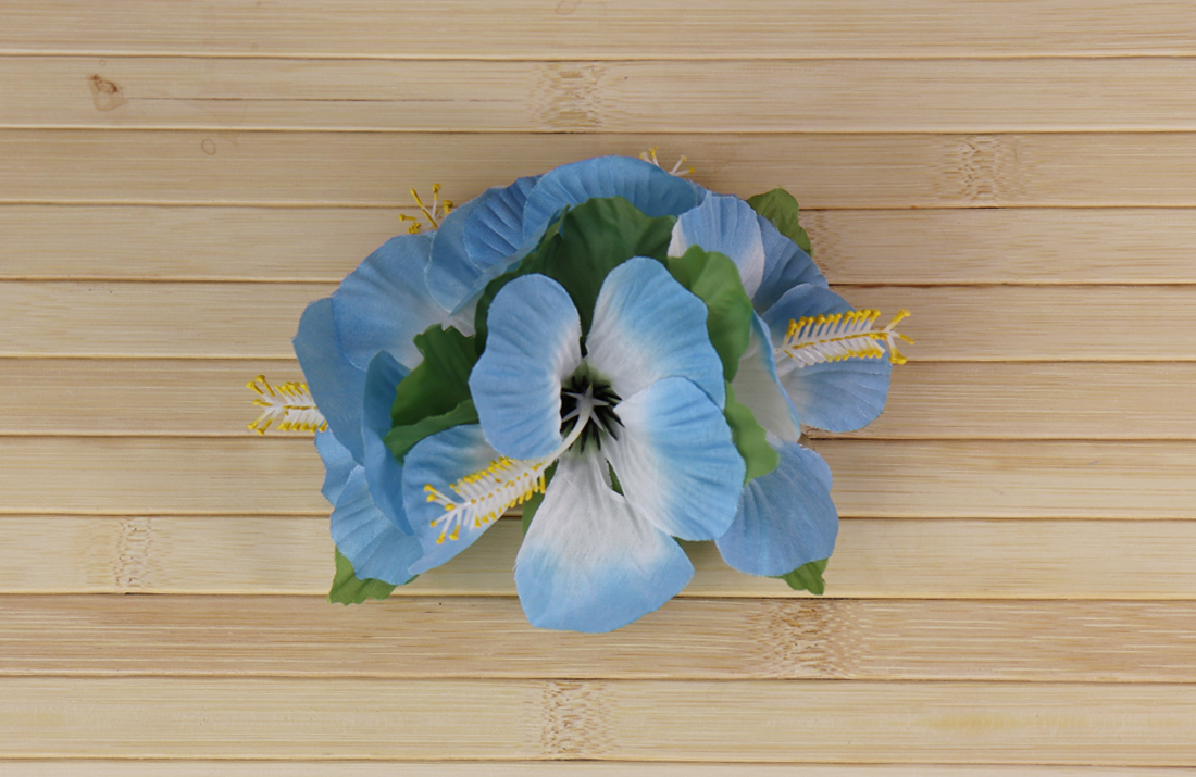 Hair Clip – Small Hibiscus Cluster – Blue
