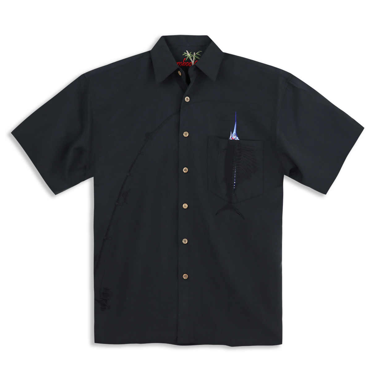 Bamboo Cay Men’s Shirt – Shake the Hook – Black – Front