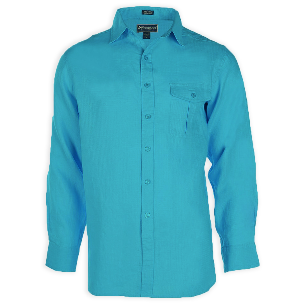 Weekender Men’s Long Sleeve Shirt-Cook Islands -Turquoise