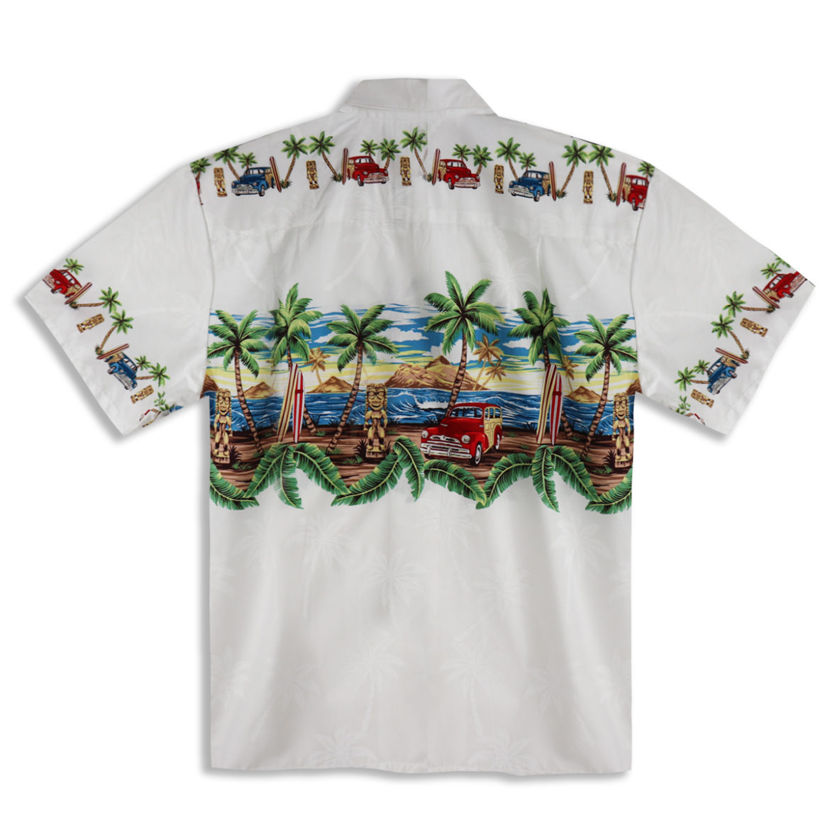 Mens Hawaiian Shirt - Goin Native - White- back
