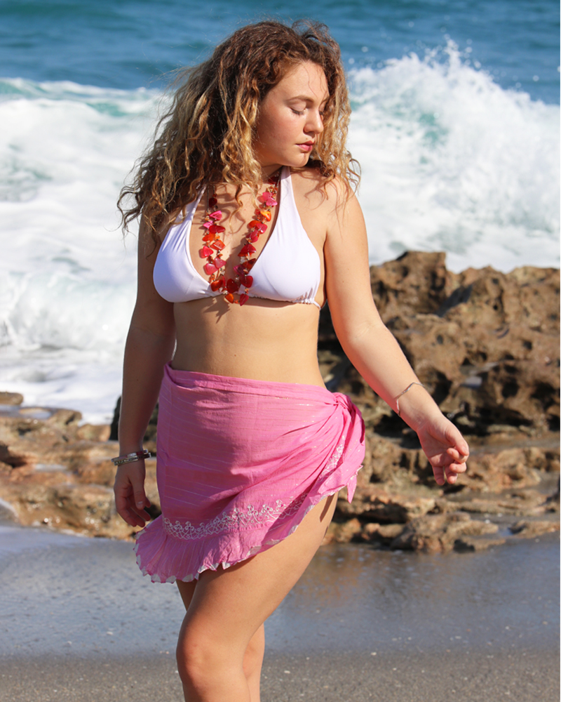 Sarong - Swimsuit Cover-up -Short - Light Pink - front