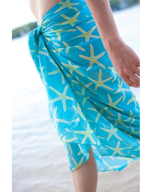 West Indies Wear - Sarong - St Barts - Starfish - Turquoise and Lime