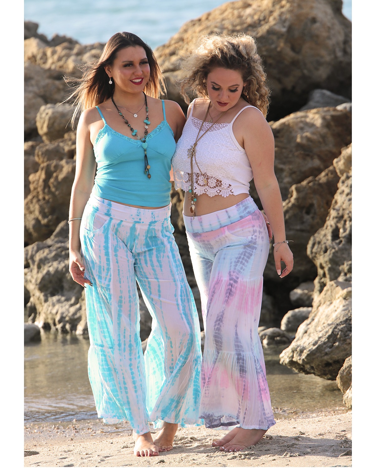 Gypsy-Beach-Pants-Waikiki-2-models-on-Beach
