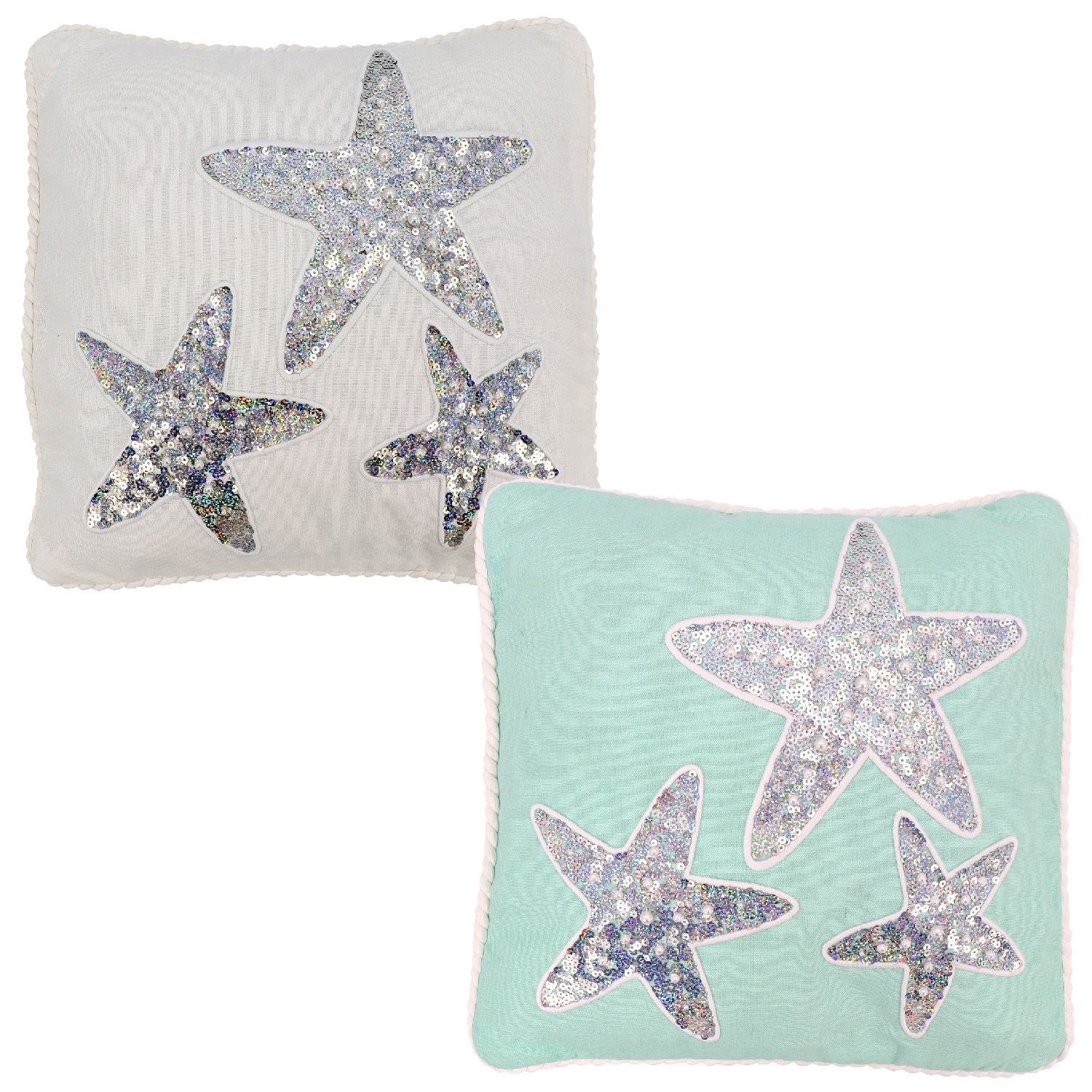 Dazzling Starfish – Pillows – Sequin – 16″ x 16″ – tropaholic.com