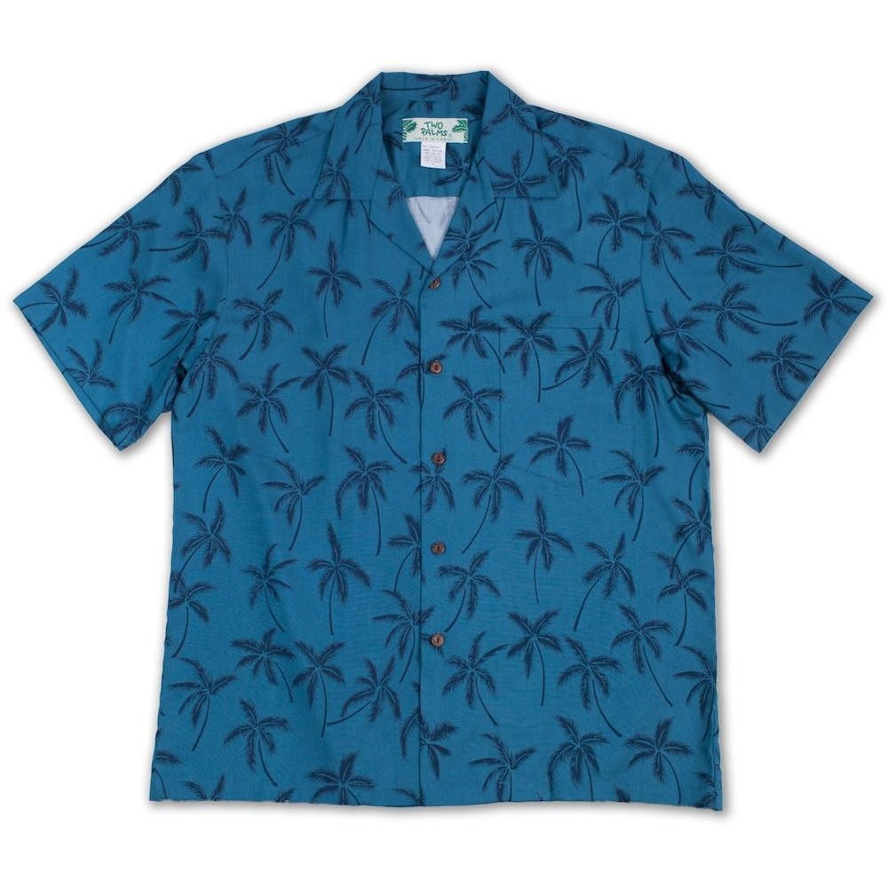 Two Palms – Hawaiian Shirt – Palms – Deep Blue