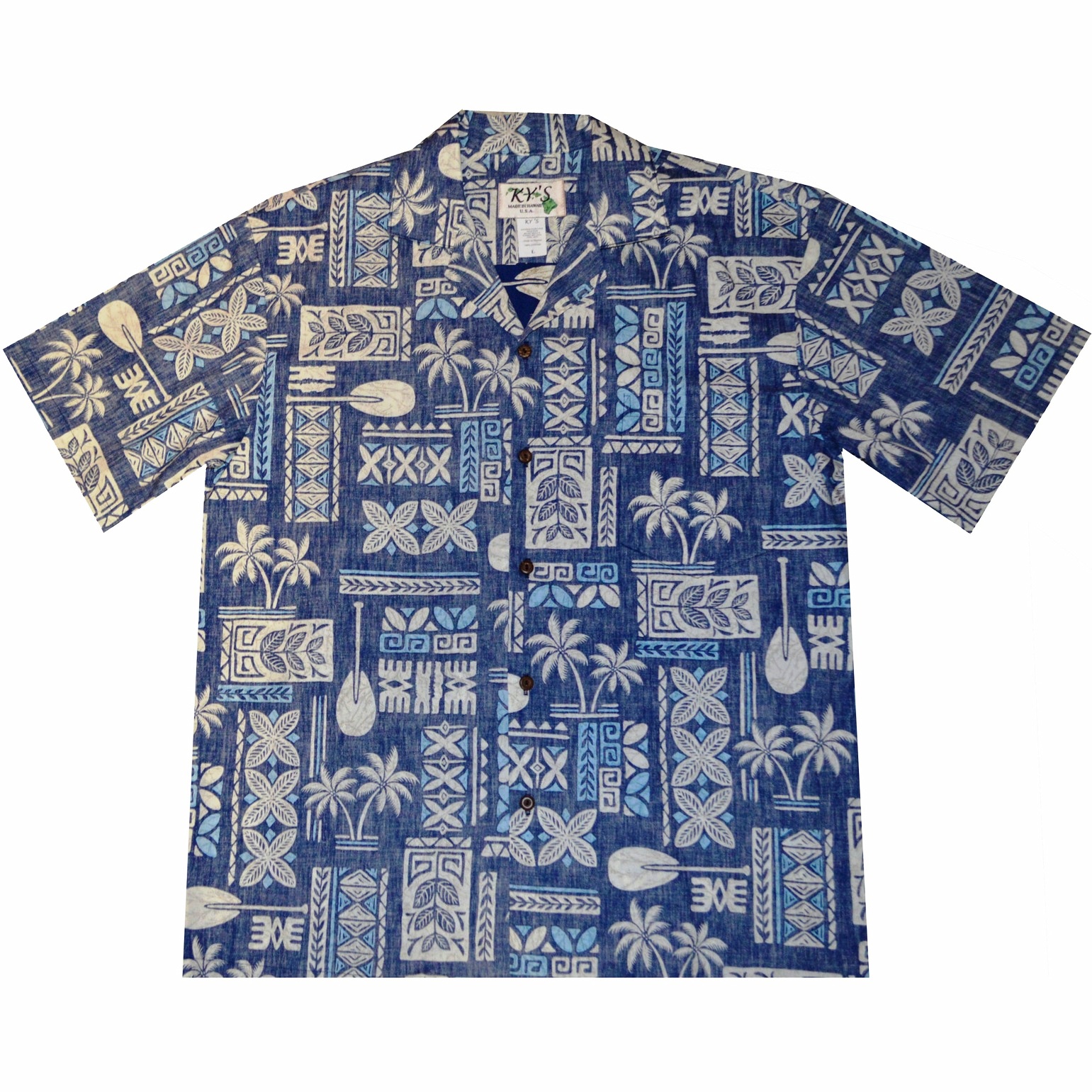 Mens-Hawaiian-shirt-Explore-the-Island-Blue