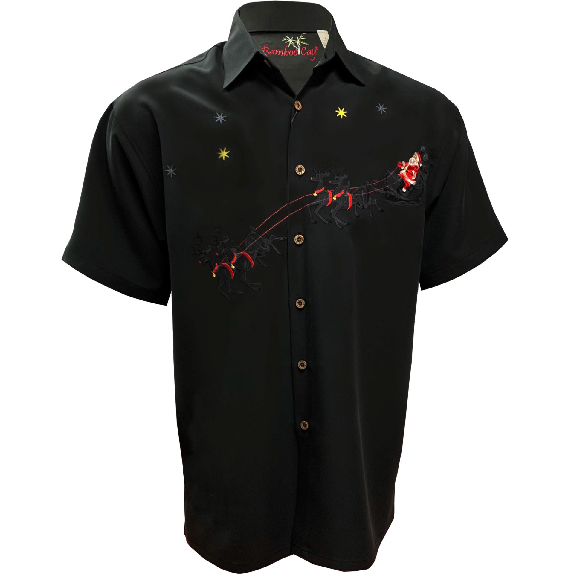Bamboo-Cay-Mens-Shirt-Merry-Christmas-Happy-New-Year-black-front-view