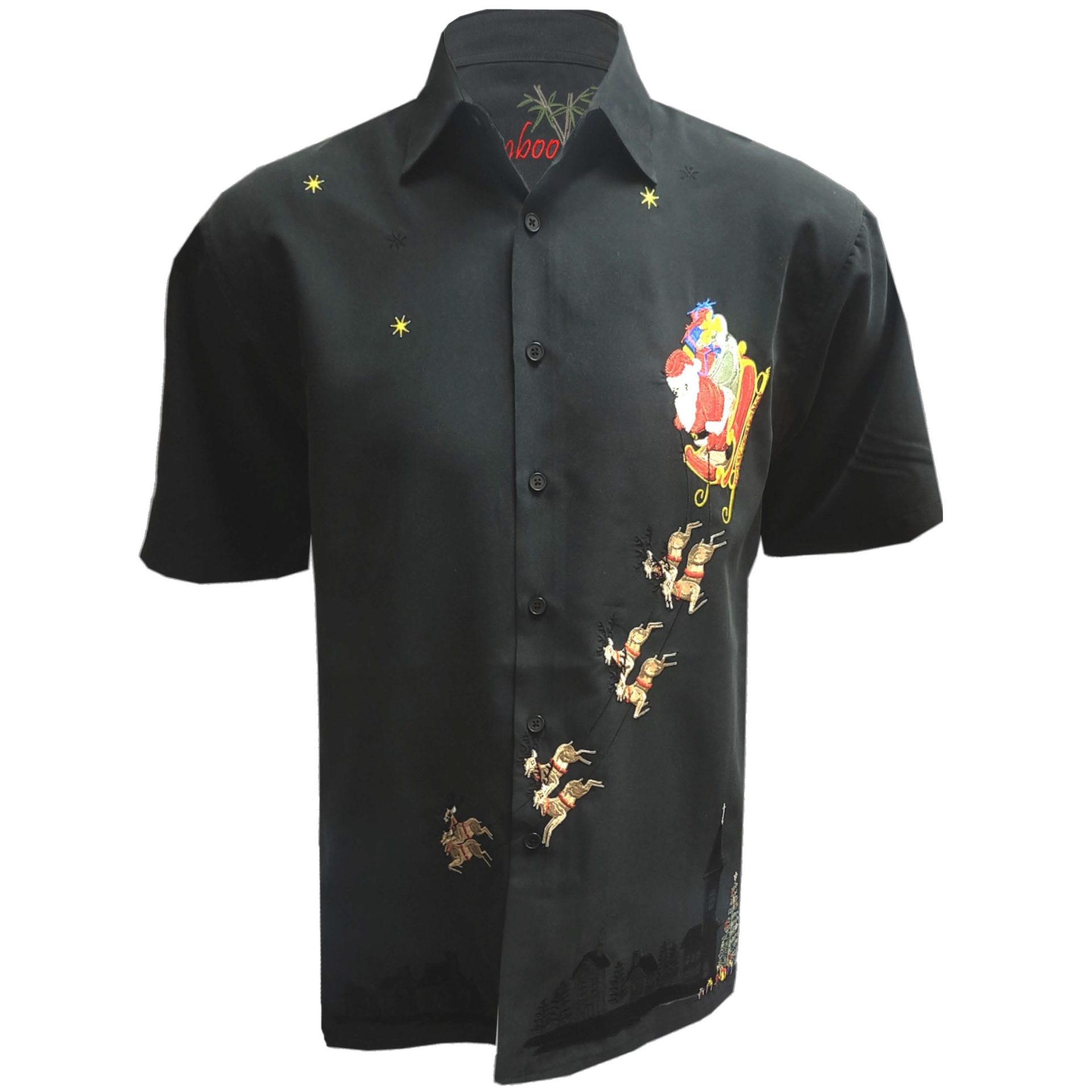 Bamboo Cay – Mens shirt – Santas Landing – Black – Front View