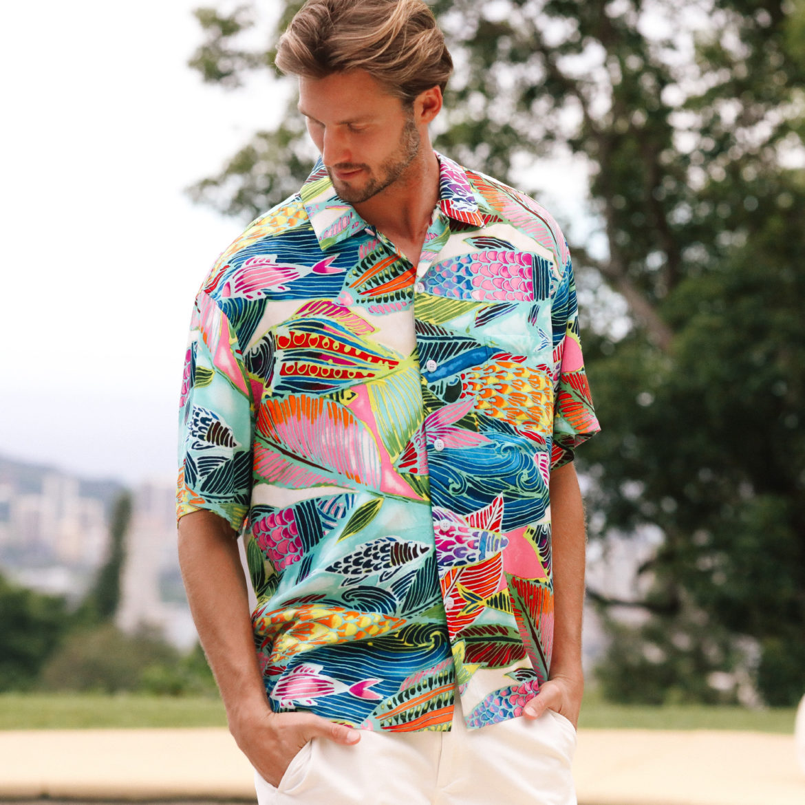 Jams World Men's Hawaiian Shirt - Rainbow Bay