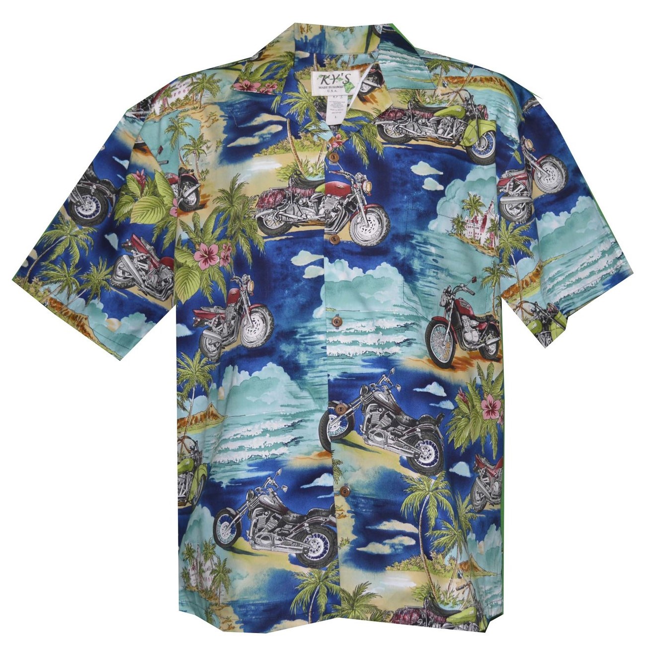 Hawaiian-Shirt-Good-Times-Motorcycle-Shirt-Blue