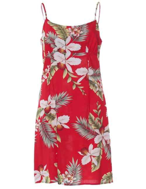 Authentic-Hawaiian-Short-Spaghetti-Strap-Sundress-Orchid-Isle-Red