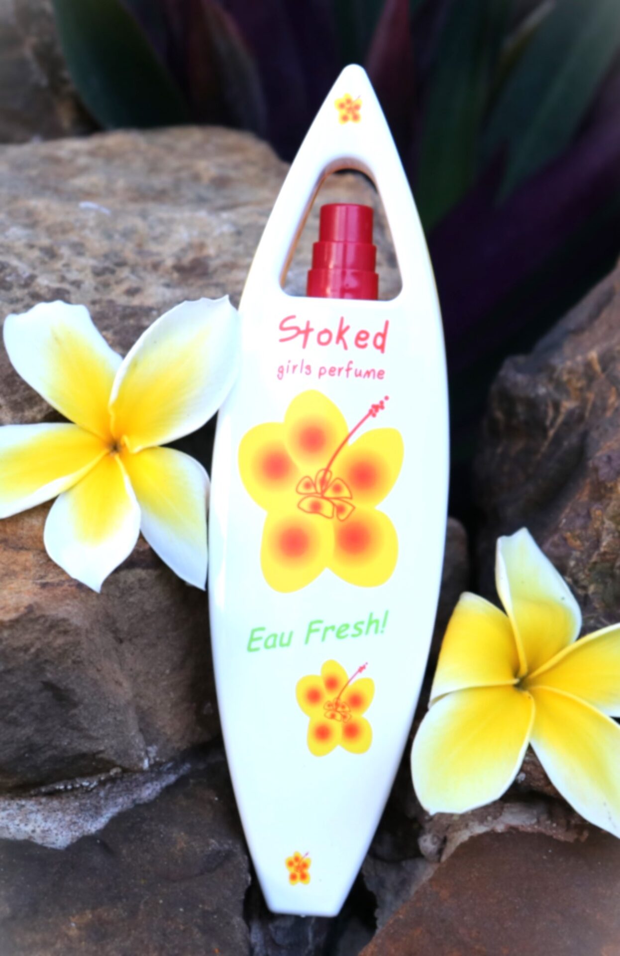 stoked-perfume-bethany-hamilton-Eu-Fresh-on-rocks-with-plumeria